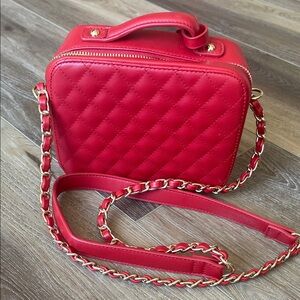 Forever 21 Red Quilted Crossbody Bag with Chain Strap